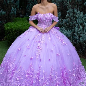 3D Butterfly Flower Applique Quinceanera Dress by GLS by Gloria - GL3524