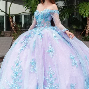 3D Floral Applique Sweetheart Neckline Quinceanera Dress by GLS by Gloria - GL3503